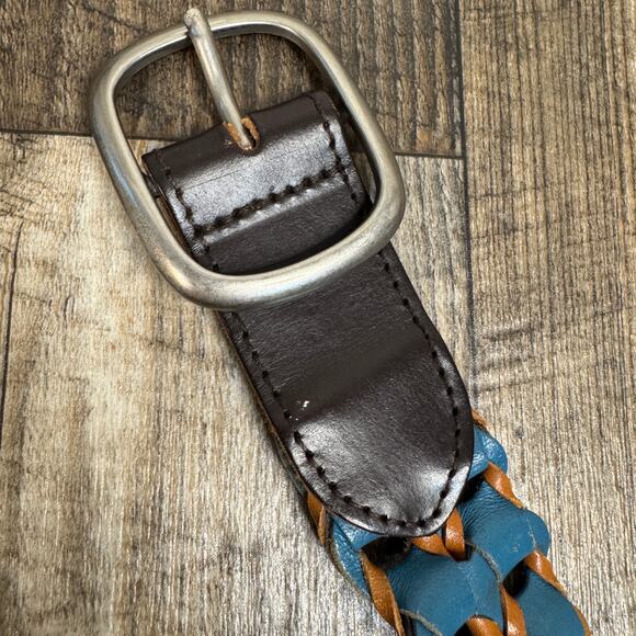 Vintage Woven Leather Belt Boho Braided Multi Color Size XL Festival Western main image 8